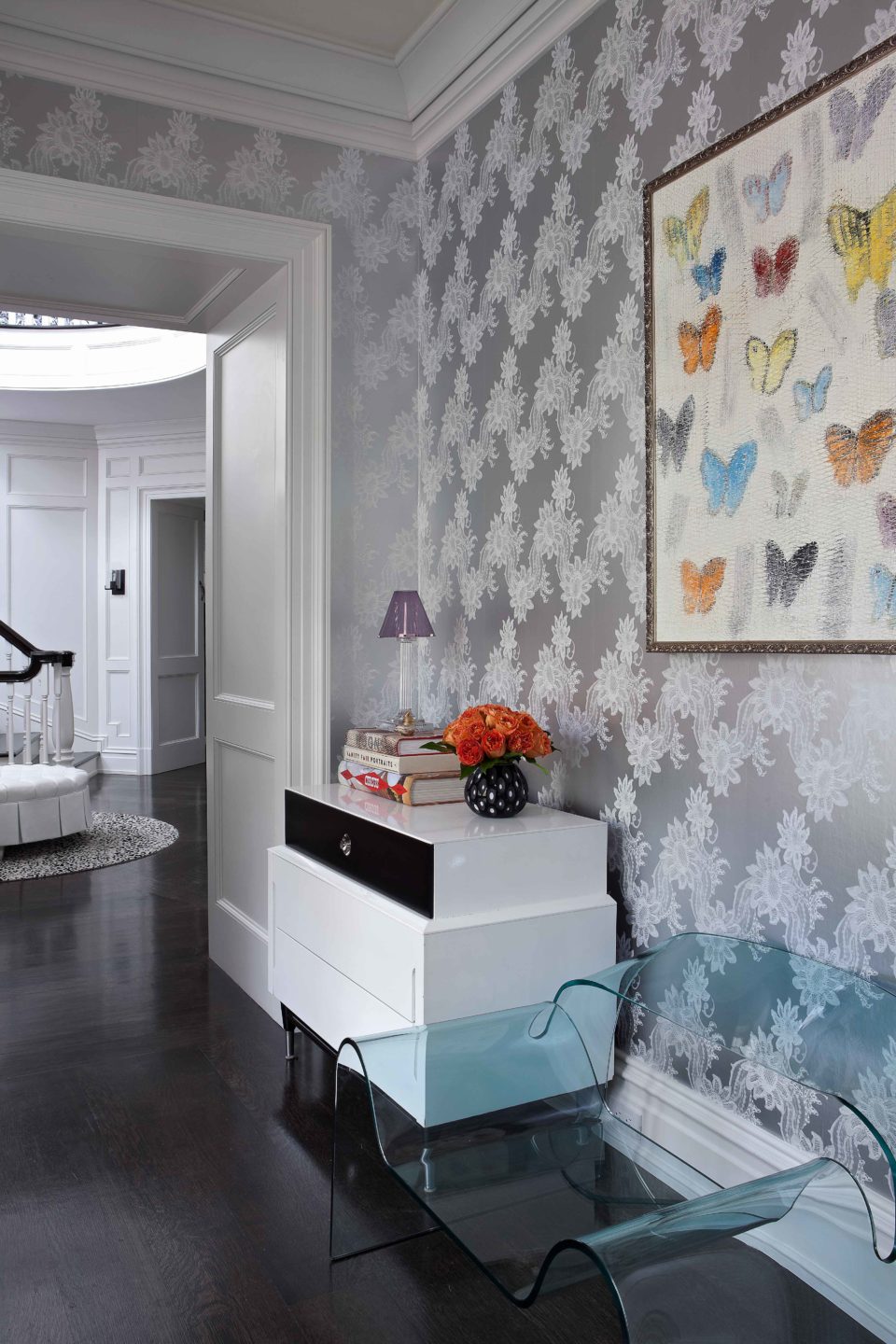 Nicole-Fuller-Interiors-Dutchess-Suffern-Estate-hallway-table-chair-1-new-york-interior-designer